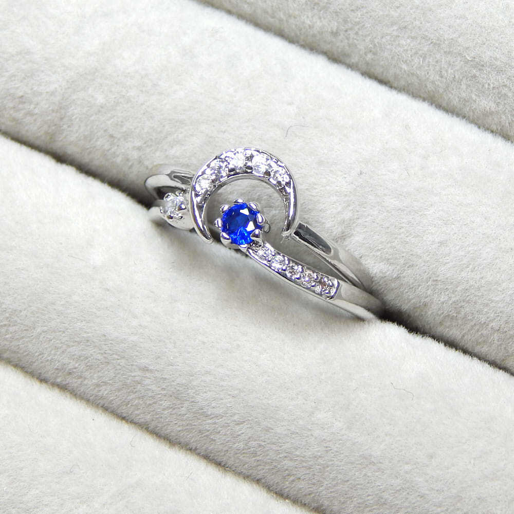  re-arrival * new goods * free shipping moon CZ sapphire diamond ring silver 925 platinum . maximum . lady's accessory ring zirconia 