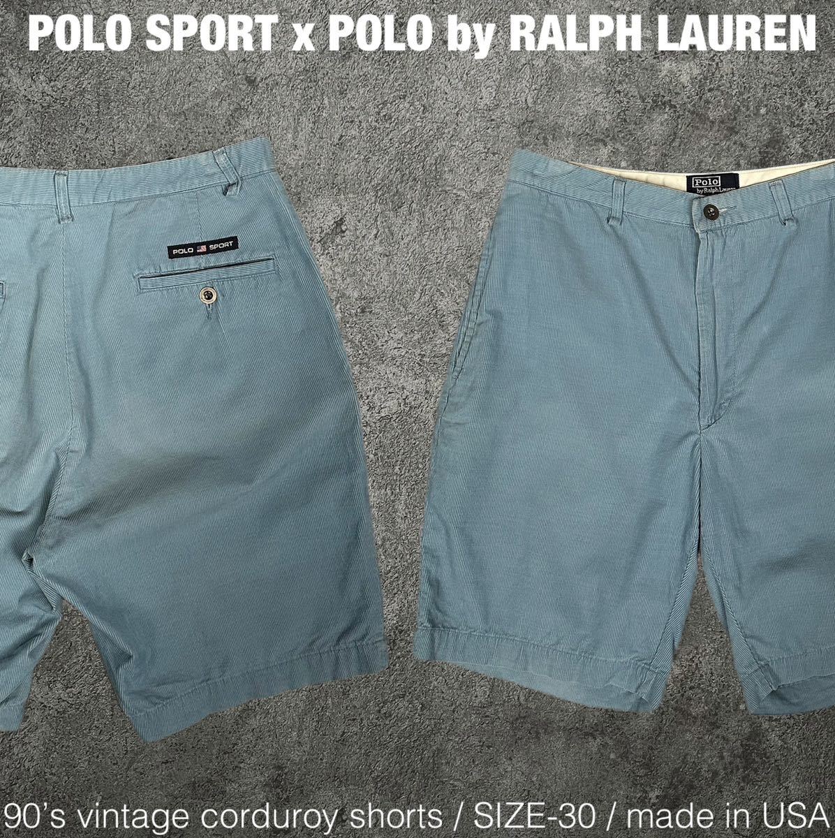 希少 90s ビンテージ POLO SPORT USA製 コーデュロイ ショートパンツ ショーツ ポロ ラルフローレン ポロスポーツ ハーフパンツ 00s