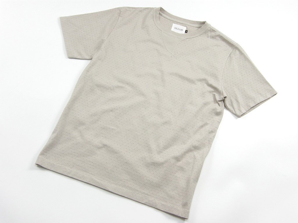 新品 CAL O LINE 【一枚で様なる!】 日本製 Vガゼット SOLID COLOR T-SHIRT 半袖 Tシャツ グレージュ M サンドベージュ ★352439 キャルオ_画像2