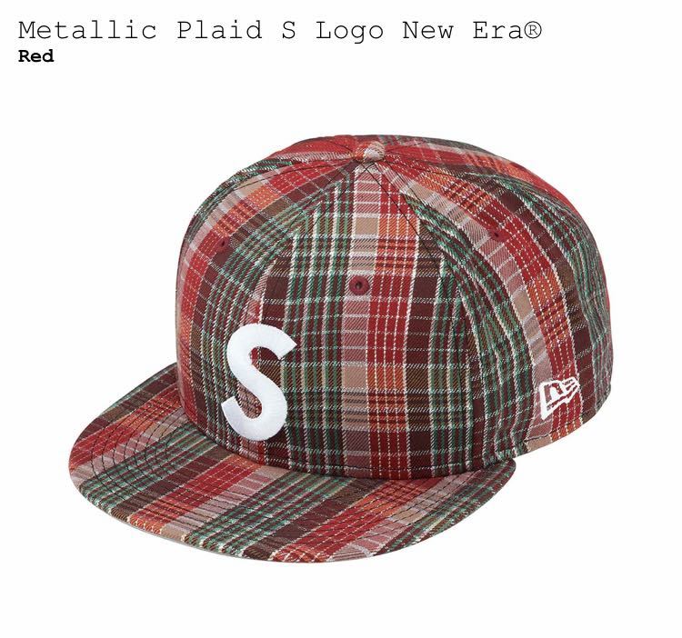 Supreme Metallic Plaid S Logo New Era シュプリーム ニューエラ 赤 7 5/8 60.6cm_画像1