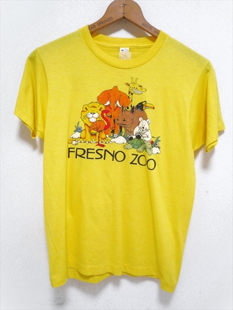 80’ｓ ビンテージ FRESNO ZOO Tシャツ 半袖 フレズノ動物園 M 黄色 USA製 50％綿 50％ポリ SCREEN STARS スクリーンスターズ 男女兼古着