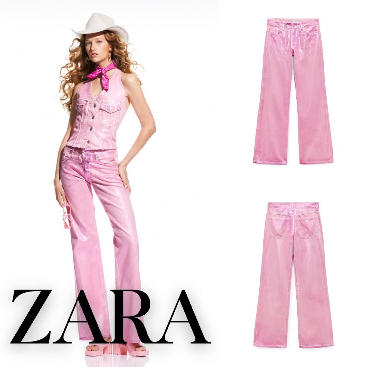 ZARA　ザラ　BARBIE　バービー　コラボパンツ　38