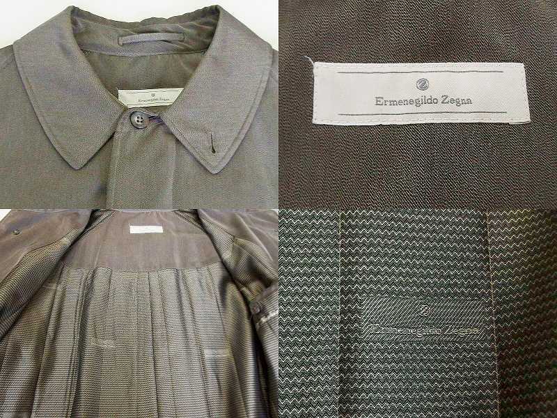 W*お買得！エルメネジルド ゼニア Ermenegildo Zegna ステンカラーコート　*汚れあり メンズ I：50 カーキ系 ok4424199245_画像6