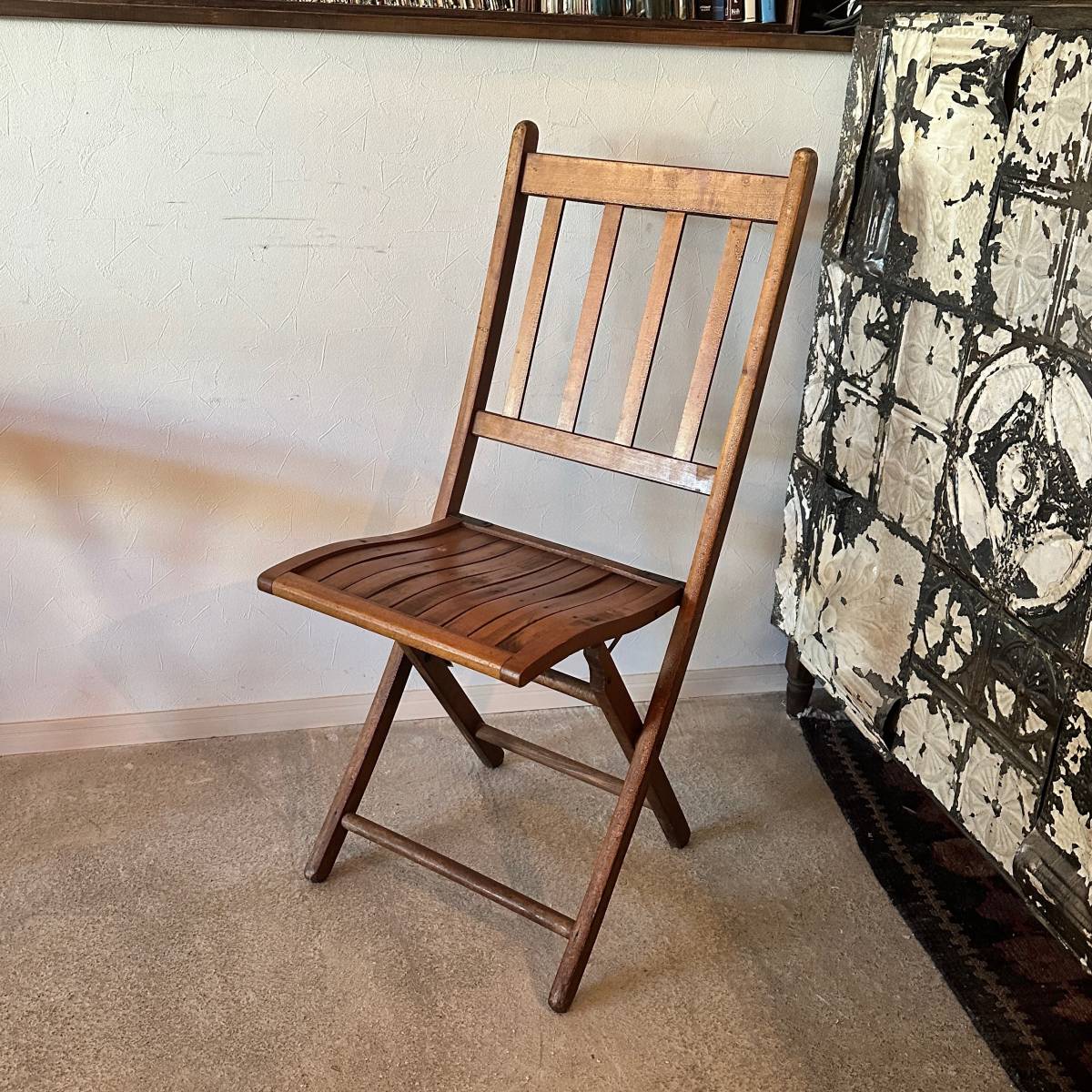 男女兼用 【Vintage】~1940s Folding Chair フォールディングチェア 折り畳み椅子 イス 家具 キャンプ アウトドア ヴィンテージ アンティーク A 西洋