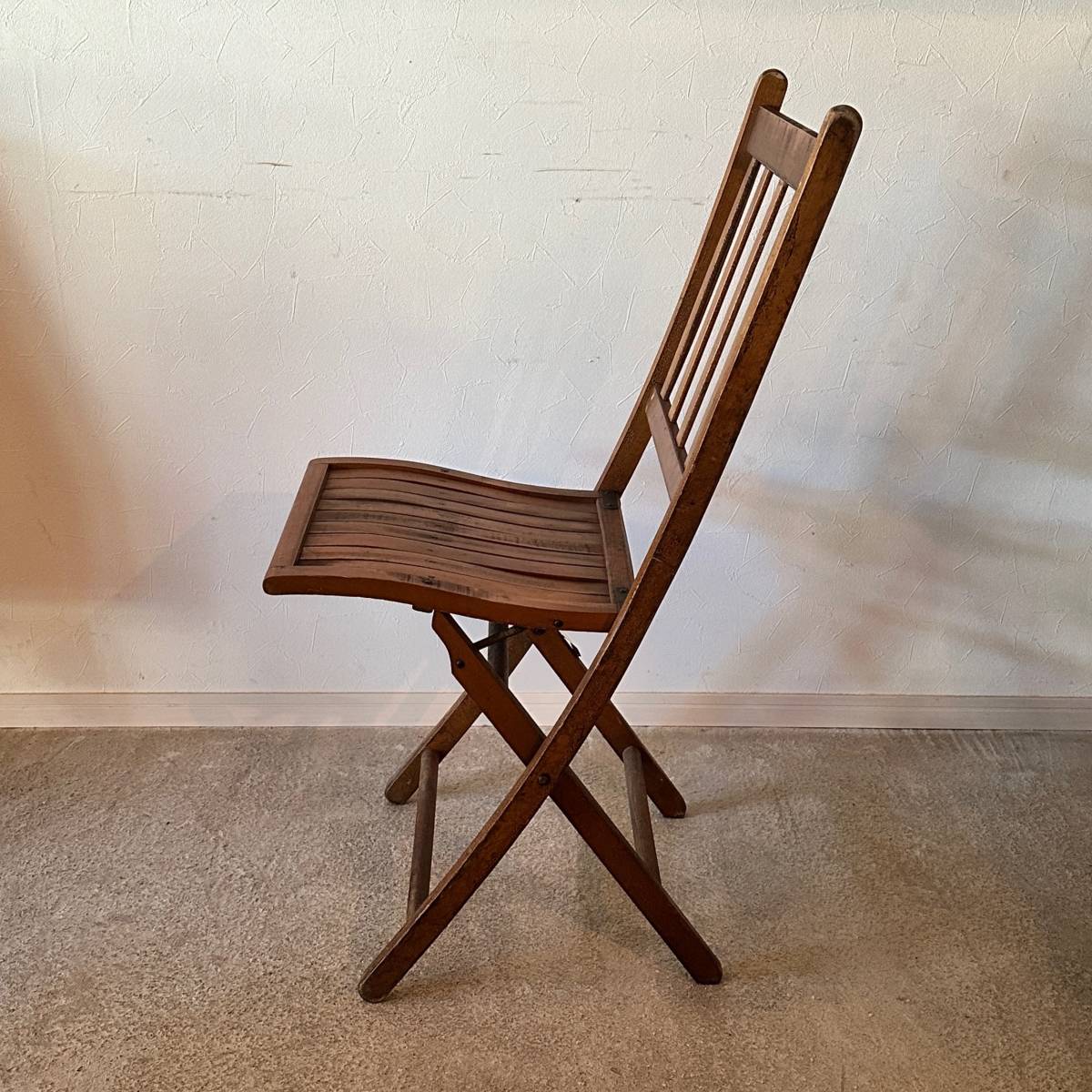 【Vintage】~1940s Folding Chair フォールディングチェア 折り畳み椅子 イス 家具 キャンプ アウトドア ヴィンテージ アンティーク A_画像3