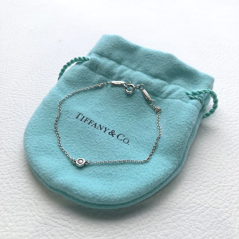 極美品 Tiffany&Co. ティファニー 925 バイザヤード 1Pダイヤモンド ブレスレット 17.5cm ジュエリー メンズ レディース 質屋の質セブン_画像1