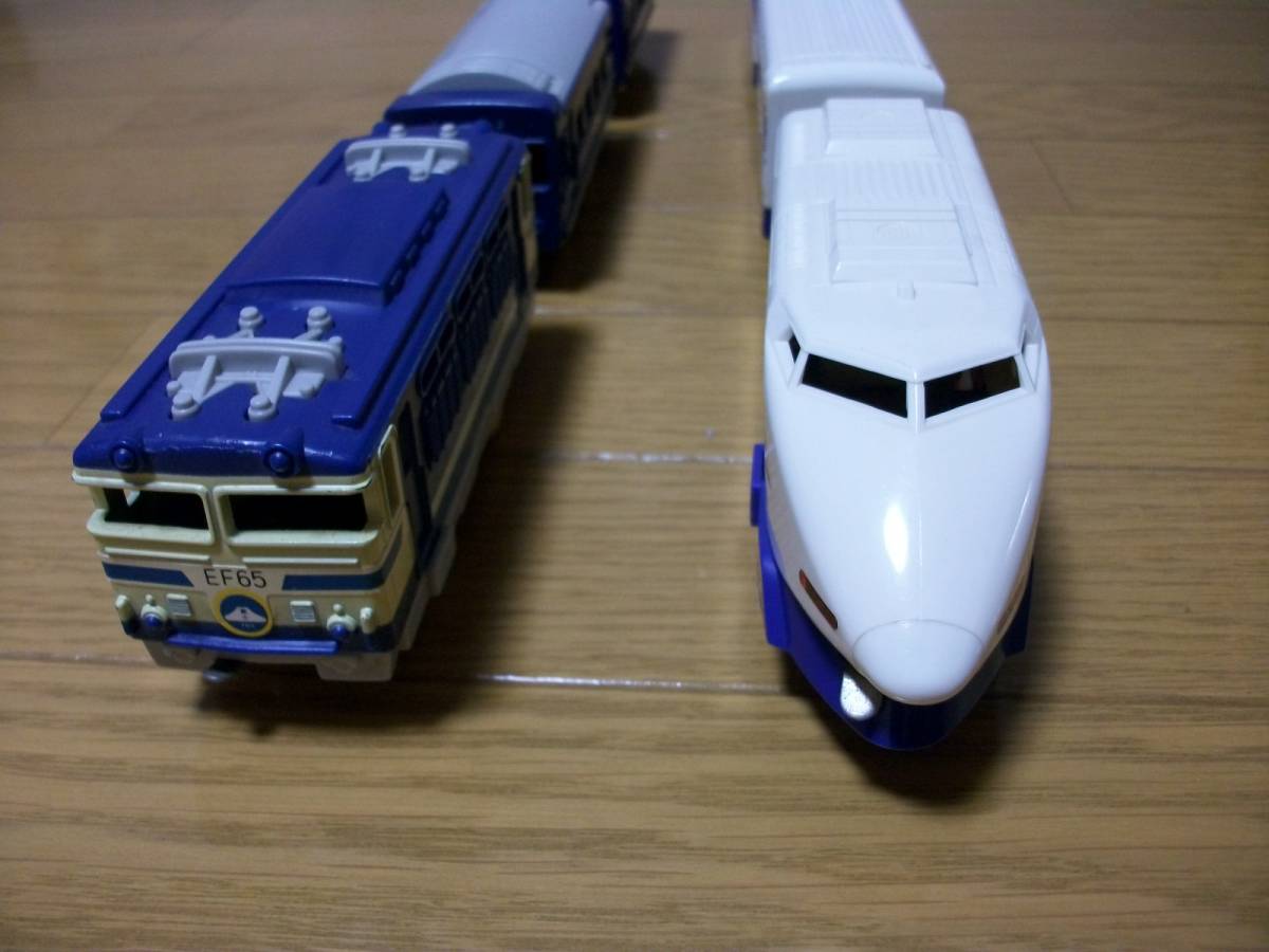 プラレール　日本製　前スイッチ　ライト付き100系新幹線とブルートレイン富士_画像5