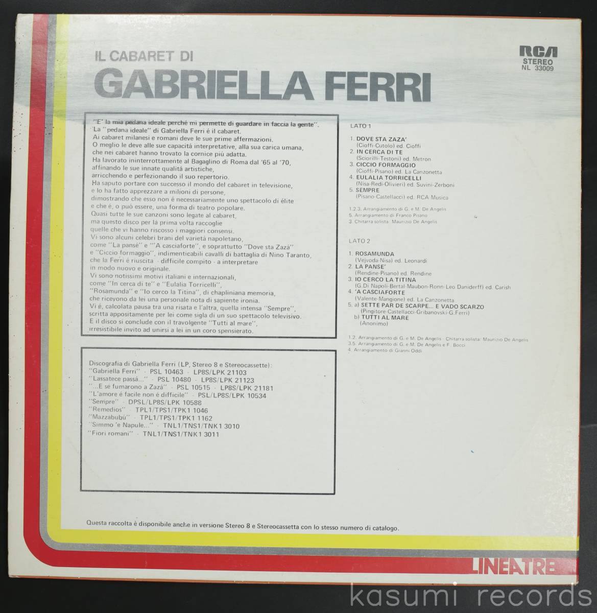 【伊盤LP】GABRIELLA FERRI/IL CABARET DI GABRIELLA FERRI(並品,盤良,76年ベスト,Italy歌手)_画像2