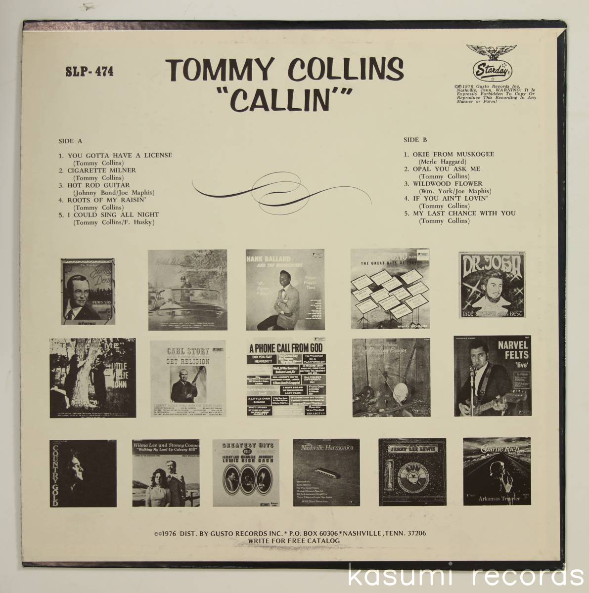 【US-ORIG.LP】Tommy Collins/Callin'(並品,76年作)_画像2