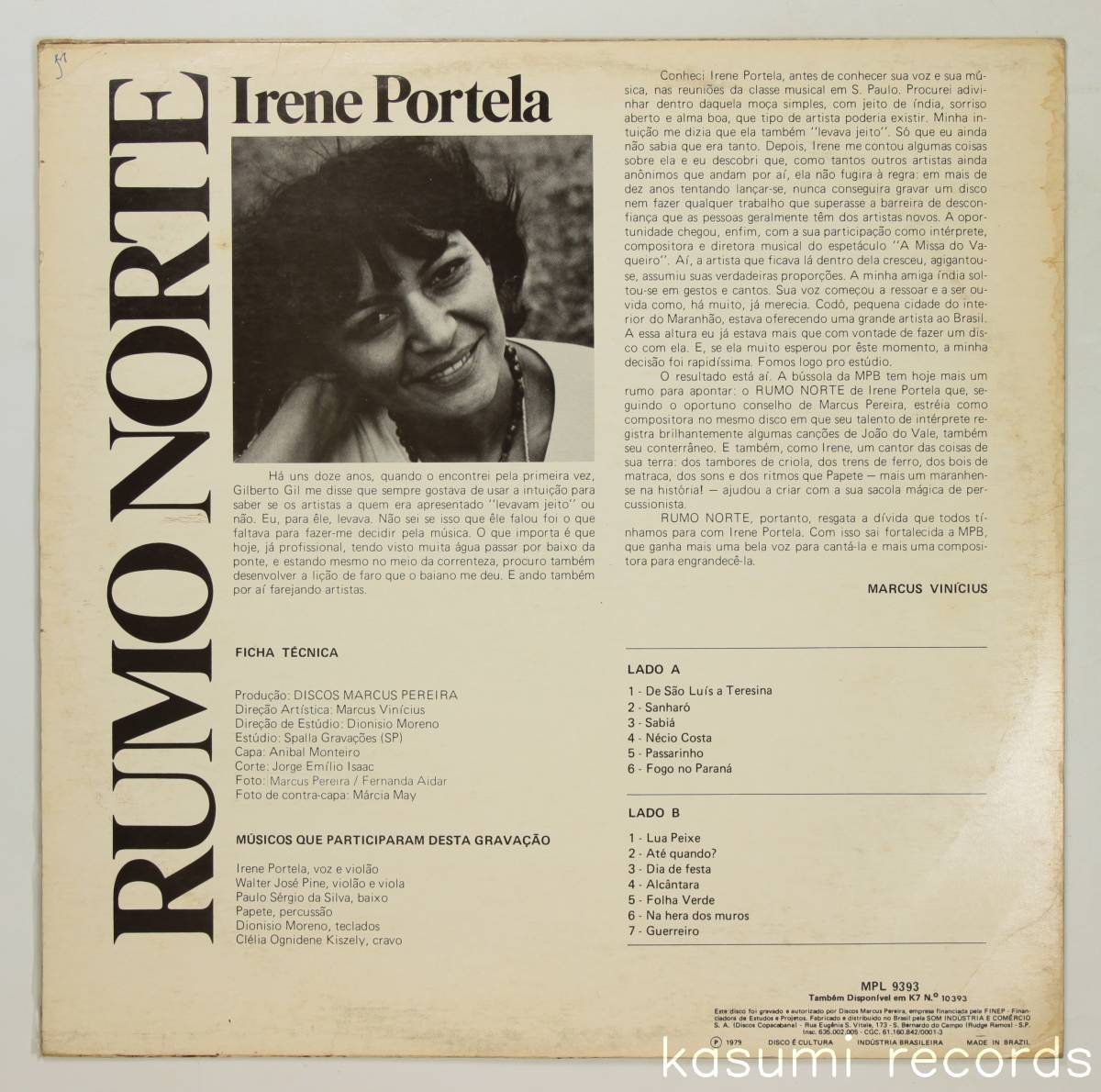 【ブラジル盤LP】Irene Portela/Rumo Norte(並品,79年唯一作,SSW,Discos Marcus Pereira)_画像2