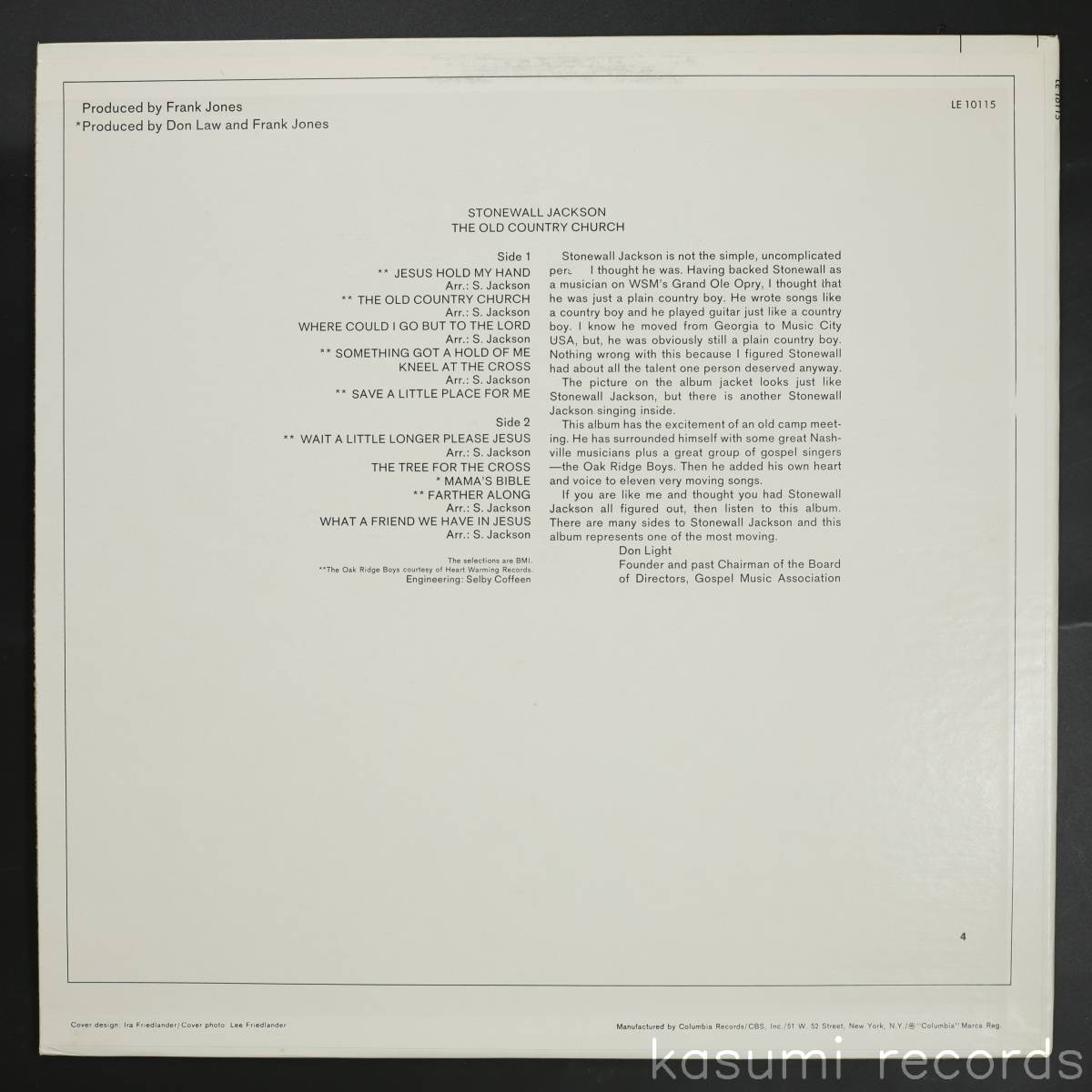 【US盤LP】STONEWALL JACKSON/OLD COUNTRY CHURCH(並良品,カントリーGOSPEL,1969)_画像2