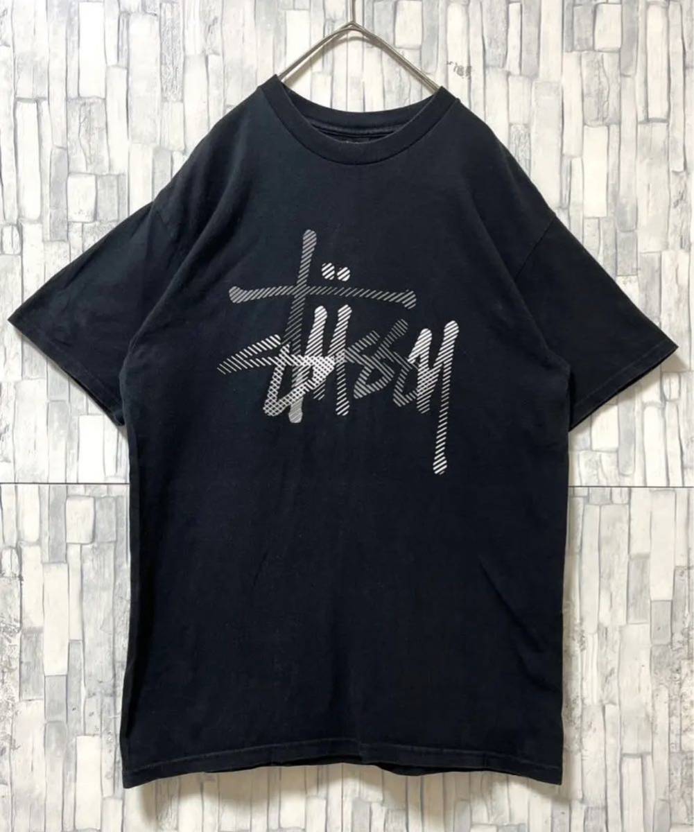 stussy ステューシー 半袖 Tシャツ ビッグロゴ デカロゴ サイズM ブラック ショーンフォント 送料無料