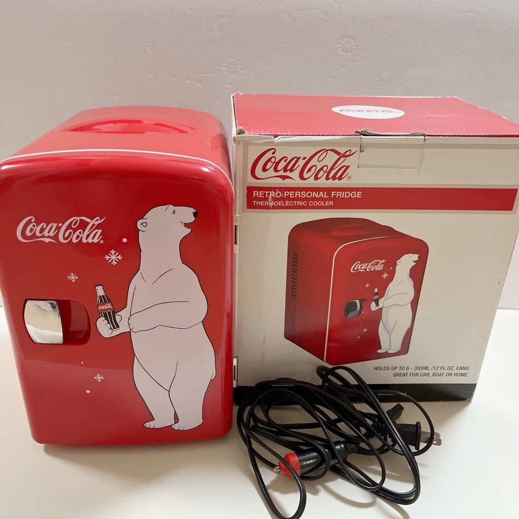 コカコーラ Coca-Cola ポータブル ミニ冷蔵庫 冷温切替 白くまデザイン 冷温庫 箱付き 動作確認済 限定品 インテリア 送料無料の画像1