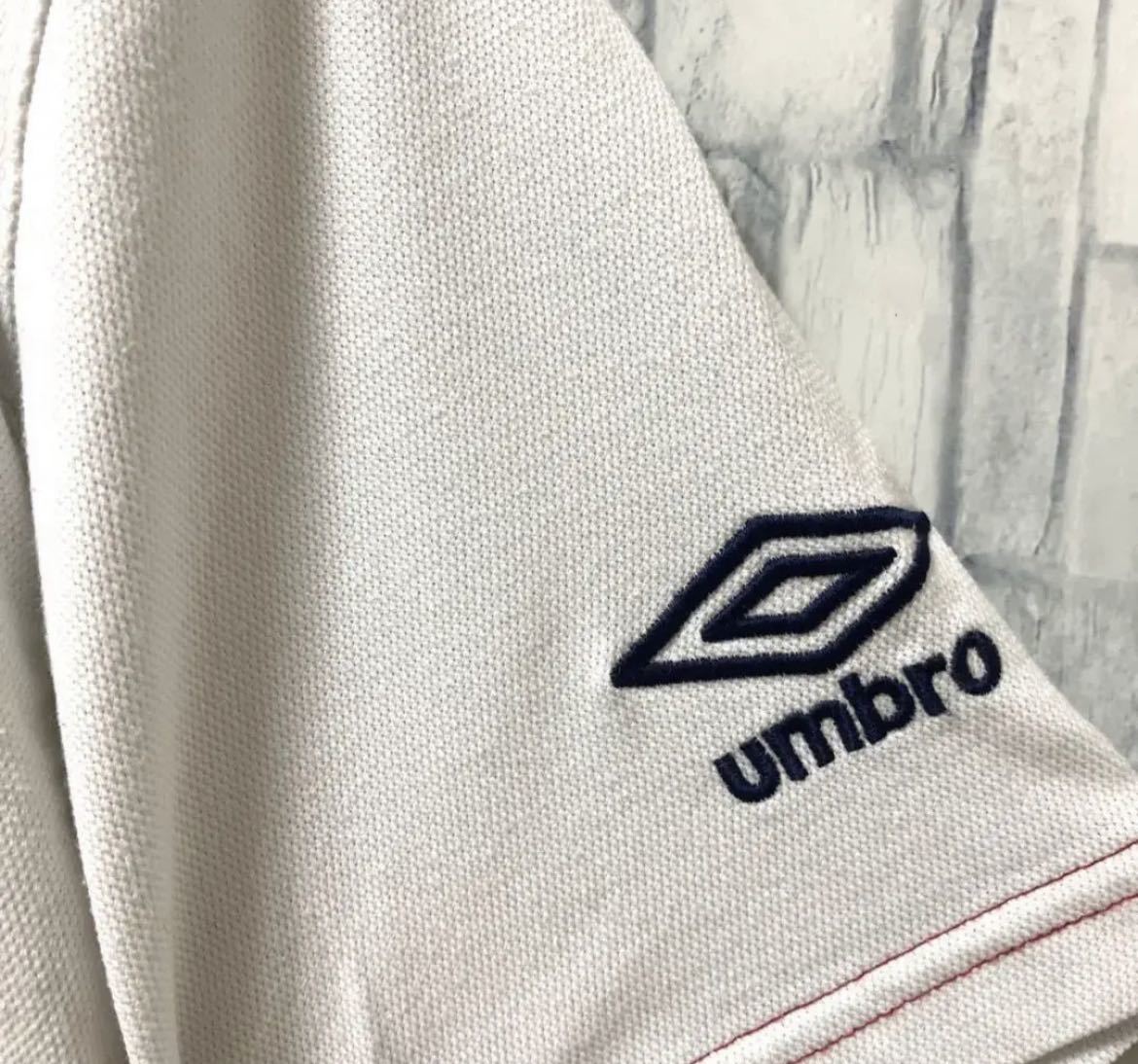 UMBRO アンブロ ポロシャツ サイズM ホワイト サッカー イングランド代表 半袖 刺繍ロゴ ワッペン シンプルロゴ 送料無料_画像5