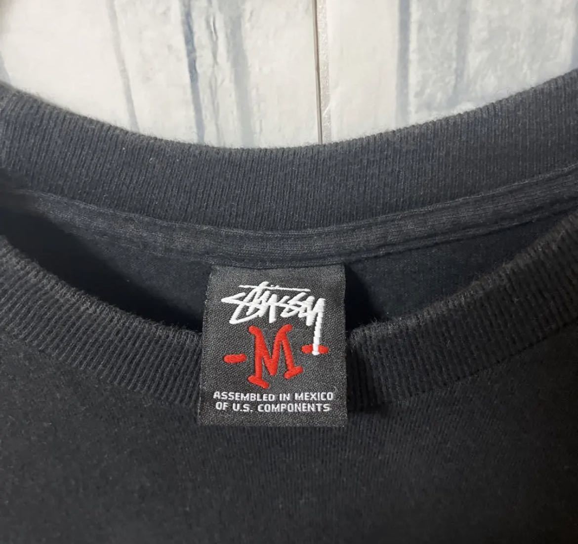 stussy ステューシー 半袖 Tシャツ ビッグロゴ デカロゴ サイズM ブラック ラスタライオン 送料無料