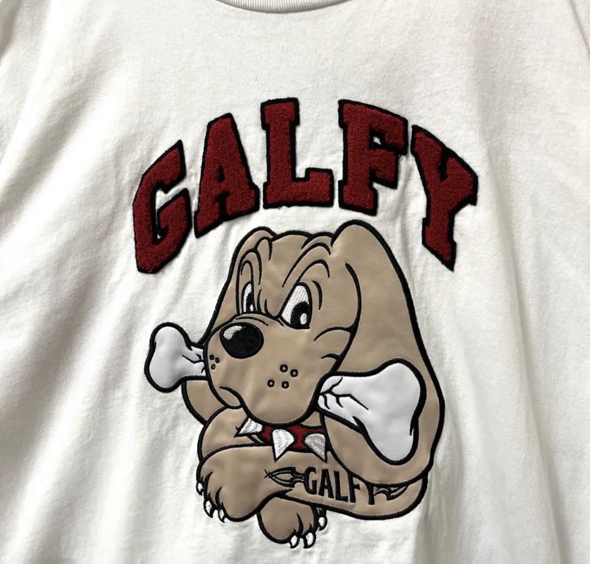 GALFY ガルフィー 半袖 Tシャツ サイズXL デカロゴ ビッグロゴ 刺繍ロゴ ワッペン ホワイト 送料無料