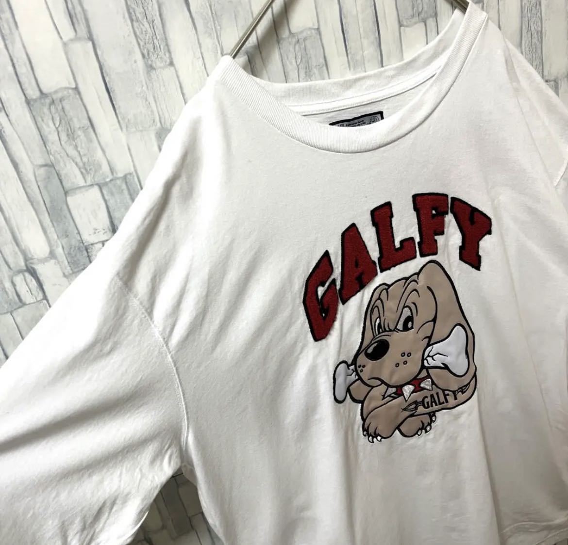 GALFY ガルフィー 半袖 Tシャツ サイズXL デカロゴ ビッグロゴ 刺繍ロゴ ワッペン ホワイト 送料無料