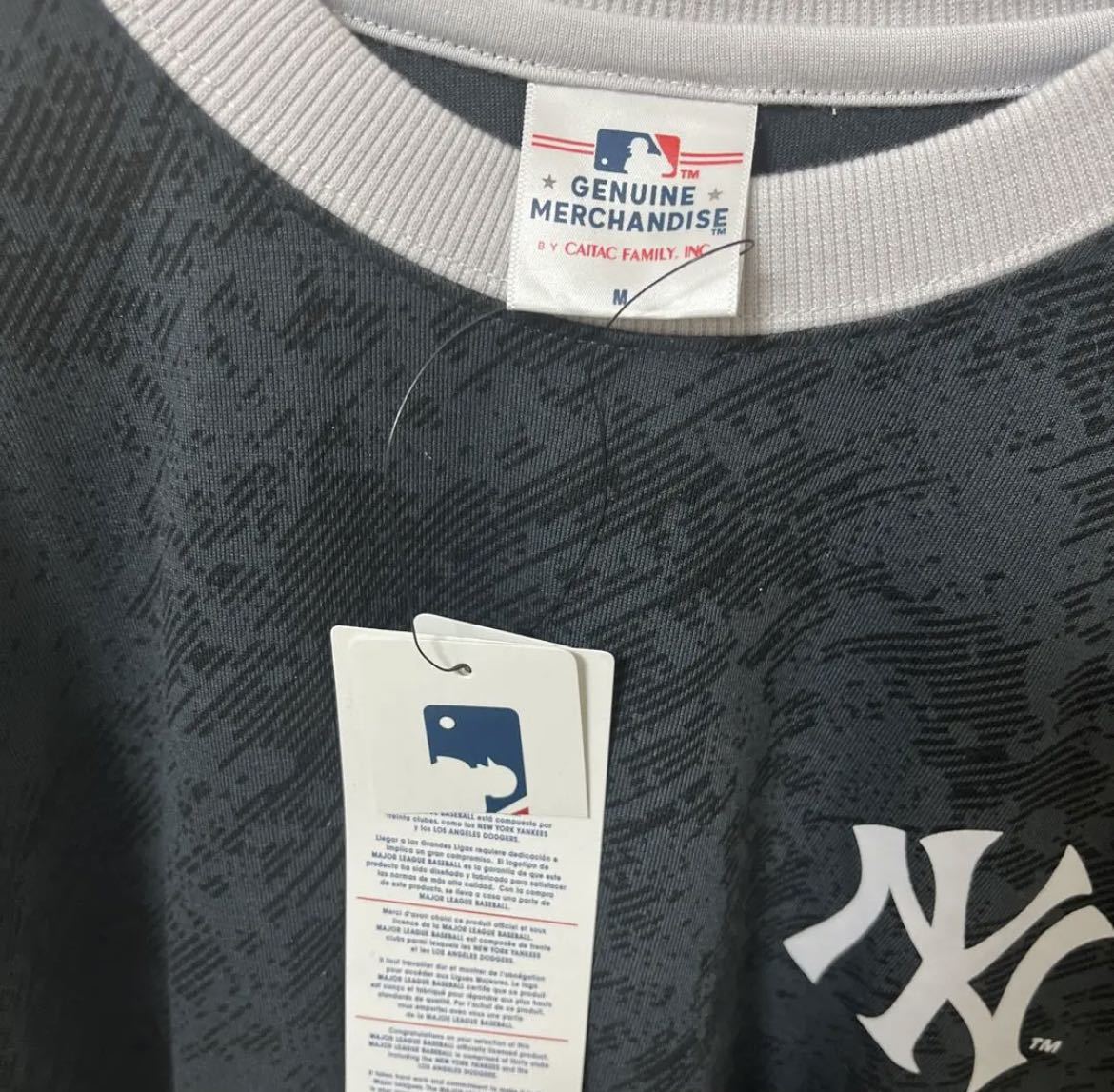 MLB メジャーリーグベースボール ニューヨーク ヤンキース リンガーネック Tシャツ半袖 M シンプルロゴ ブラック タグ付 未使用 2ライン_画像6