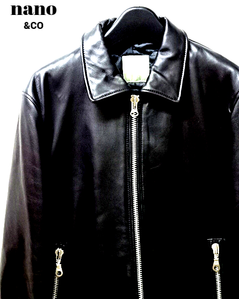 M【nano universe nano &CO SHEEP LEATHER JACKET NUC73L00880SH ナノユニバース シープスキン レザー シングル ライダースジャケット】_画像1