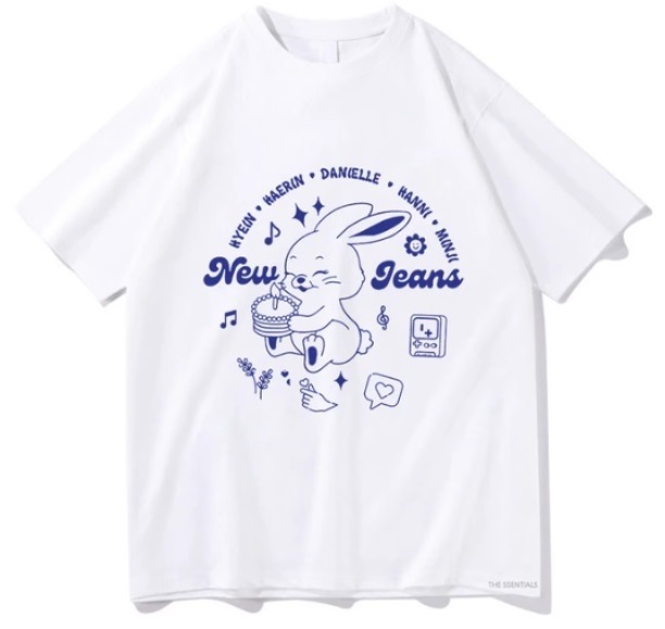 【新品/送料無料】NewJeans/ニュージーンズ トッキ TOKKI FLUFFY プリントTシャツ【白 XLサイズ 】直輸入品 K-POP LE SSERAFIM TWICE IVE _画像1