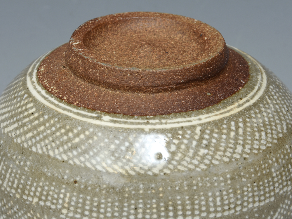 鏡山窯 井上東也(造)唐津茶碗 三島唐津 高麗茶碗 共箱 共布 鏡山窯 井上東也(造)唐津茶碗 三島唐津 高麗茶碗 共箱 共布