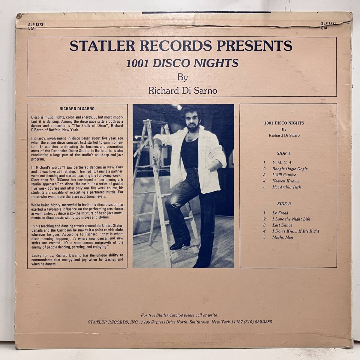 ★230814即決 Richard DiSarno / 1001 Disco Nights SLP1273 米オリジナル、Statlerレーベルもの ディスコ・ダンス教則レコード。_画像2