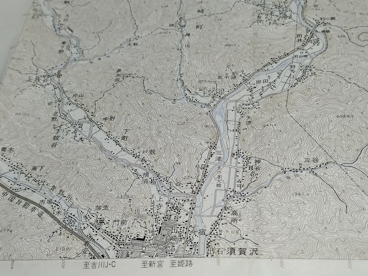 山崎　兵庫県　京都府　　古地図 　地形図　地図　資料　46×57cm（書き込み）明治30年測量　平成7年印刷　発行　B2308_画像4
