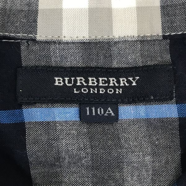 タグ付き新古品★Burberry★ジップアップ/半袖シャツ【男の子110/グレー×紺/チェック】三陽商会/バーバリー◆BG865