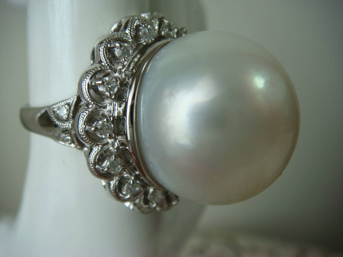 *18,8mm extra-large south . pearl diamond platinum ring judgement document attaching *