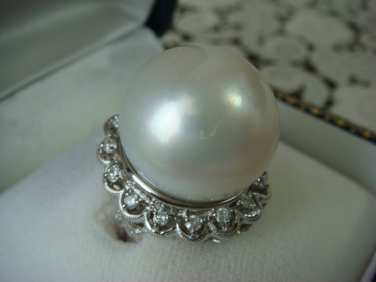 *18,8mm extra-large south . pearl diamond platinum ring judgement document attaching *