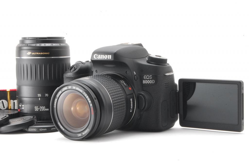 Canon キヤノン EOS 8000D ダブルズームキット 新品SD32GB付き ショット数166回