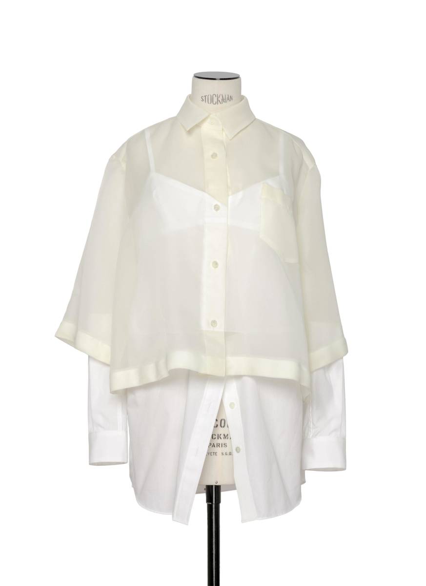 完売 sacaiサカイ コレクションラインシフォンドッキングシャツ 完売 sacaiサカイ コレクションラインシフォンドッキングシャツ