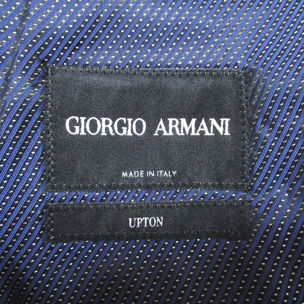 ほぼ未使用 21SS GIORGIO ARMANI ジョルジオアルマーニ UPTON チェック柄 ダブル リネン テーラードジャケット 48R グレー×ネイビー C0705_画像8