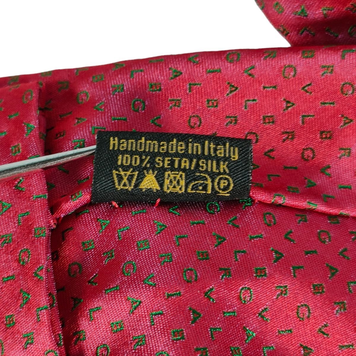 美品 BVLGARI ブルガリ シルク100％ ロゴ レギュラータイ ネクタイ 箱付き 赤 レッド J0603_画像7