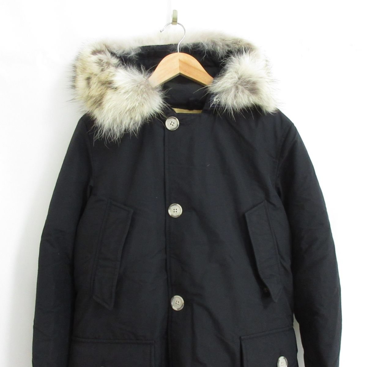 美品 WOOLRICH ウールリッチ コヨーテファー ARCTIC PARKA アークティック パーカー ダウンジャケット 小さいサイズ XXS ブラック 081_画像2