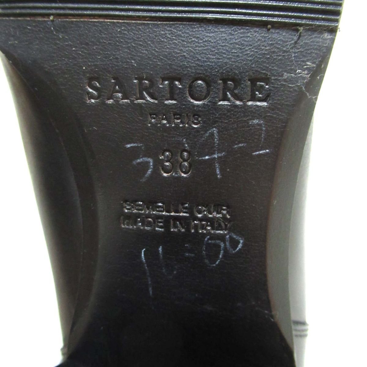 ほぼ未使用 SARTORE サルトル レザー ロングブーツ ジョッキーブーツ サイズ38 24.5cm相当 ブラック C0705_画像7