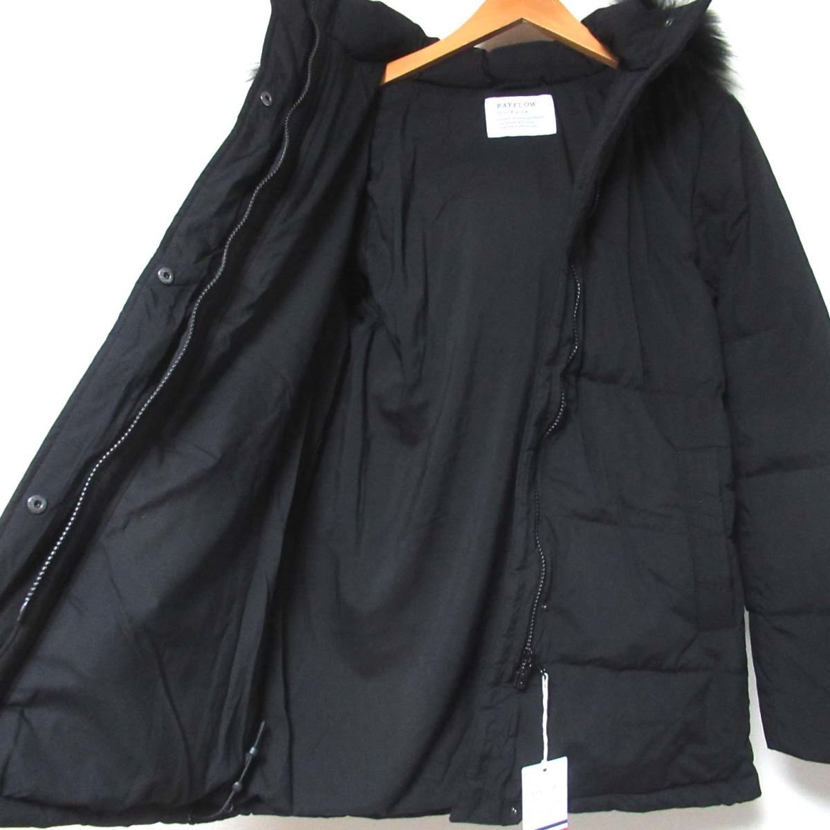 新品 未使用 18AW BAYFLOW ベイフロー ラクーンファー フーディー ダウンジャケット BW1811MI01 Mサイズ ブラック C0801_画像3