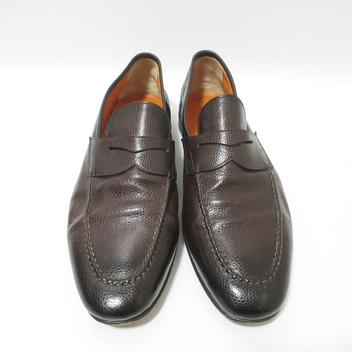 柔らかい 革靴 コインローファー レザー サントーニ Santoni 美品 8