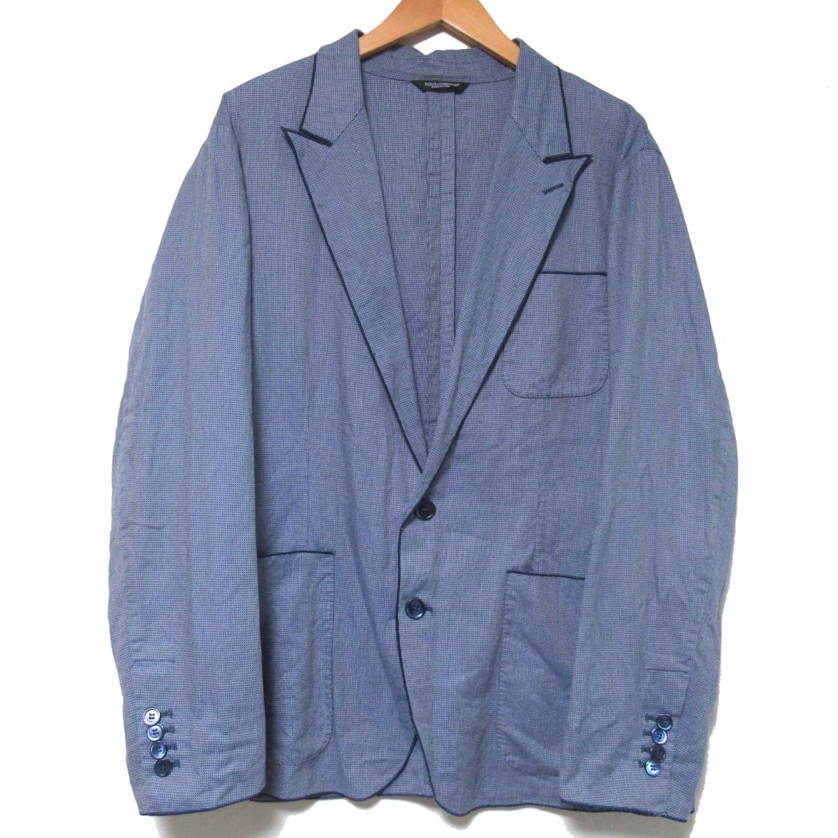 美品 DOLCE&GABBANA ドルチェ&ガッバーナ 2B シングル テーラードジャケット サイズ52 ブルー系 C0801の画像1