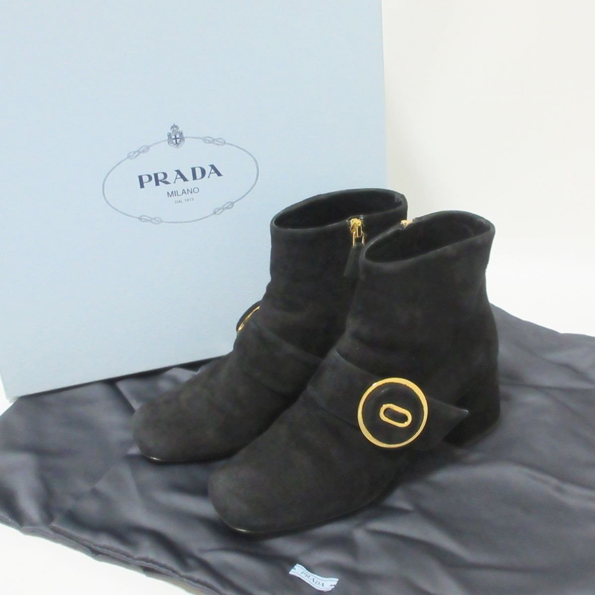 海外 正規品】 ヌバックレザー プラダ PRADA 美品 サイドジップ 801