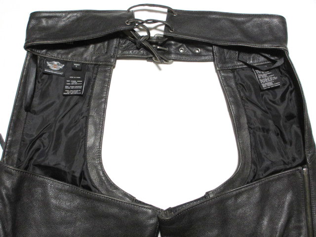  free shipping! Harley Davidson HARLEY* leather chaps men's L Biker tea ps bike black black cow leather heavy touring man embroidery 
