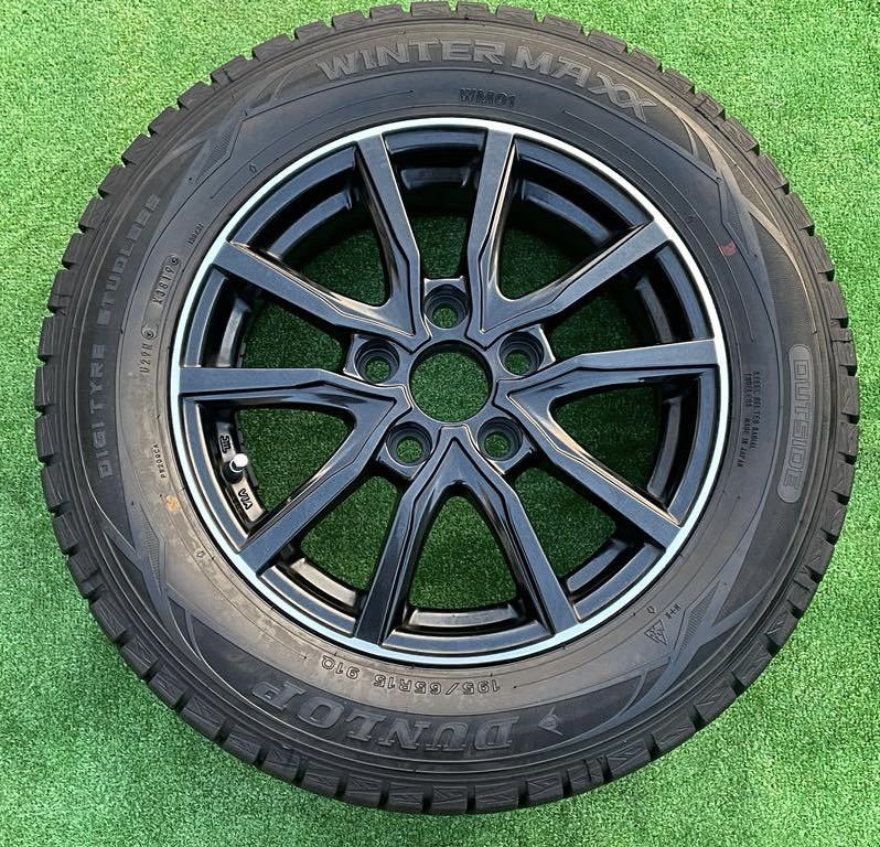 社外 15 インチホイール & 195/65R15 DUNLOP WINTER MAXXスタッドレスタイヤ4本★ヴォクシー、ノア、エスクァイア、アイシス等に★G57_画像4