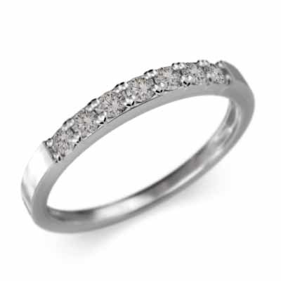 天然ダイヤモンド 平らな指輪 ハーフ エタニティ 指輪 細身 指輪 k10ホワイトゴールド 幅約2mmリング 少し細め