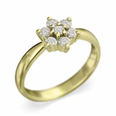 保障できる フラワー Flower 指輪 ダイヤモンド 18金イエローゴールド