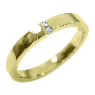 世界の 平らな指輪 4月誕生石 k10イエローゴールド ダイヤモンド 石 1粒 イエローゴールド台