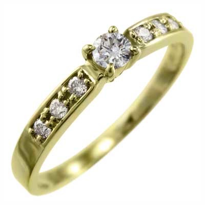 指輪 オーダーメイド マリッジリング にも 天然ダイヤモンド 4月誕生石 18金イエローゴールド