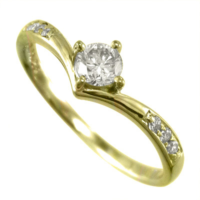 独創的 リング ダイアモンド 婚約指輪 イエローゴールド 誕生石