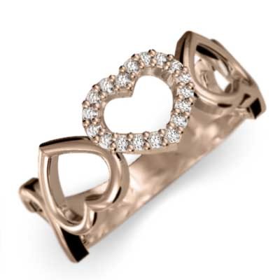 新しいコレクション ハート オープン ダイヤモンド 指輪 k18ピンク