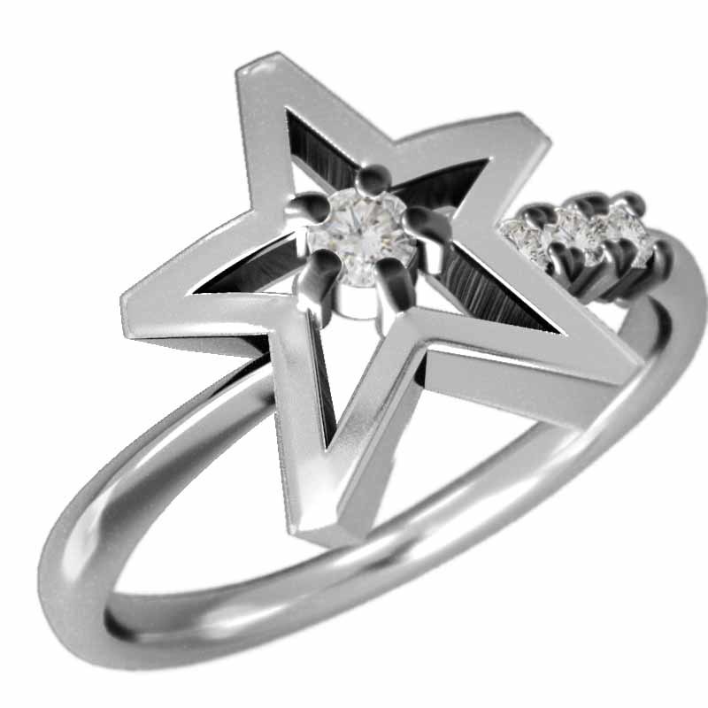 高級品市場 星 デザイン Pt900 ダイアモンド 指輪 プラチナ - www