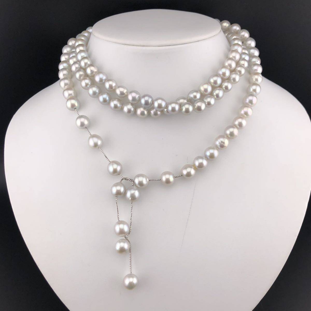 人気提案 ☆希少品☆【TASAKI】天然パールネックレス E-0667 8.0mm〜8.5mm necklace） pearl 約106g（アコヤ真珠 全長約124cm アコヤ真珠